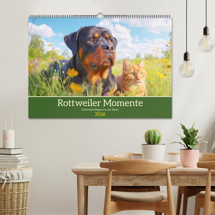 Produktbild: Rottweiler Momente. Kraftvolle Eleganz in der Natur (Wandkalender 2026 DIN A2 quer), CALVENDO Monatskalender