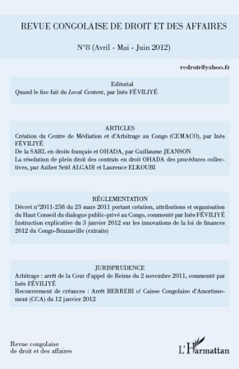 Produktbild: Revue congolaise de droit et des affaires 8