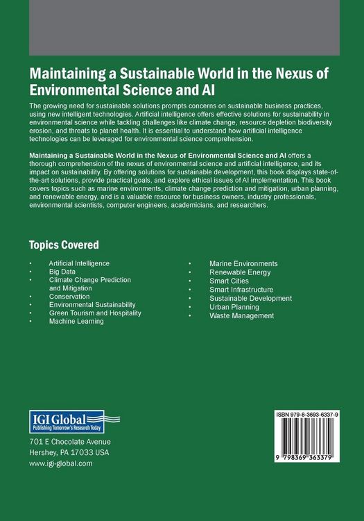 Produktbild: Maintaining a Sustainable World in the Nexus of Environmental Science and AI
