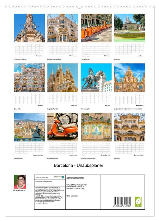 Produktbild: Barcelona - Urlaubsplaner (hochwertiger Premium Wandkalender 2026 DIN A2 hoch), Kunstdruck in Hochglanz