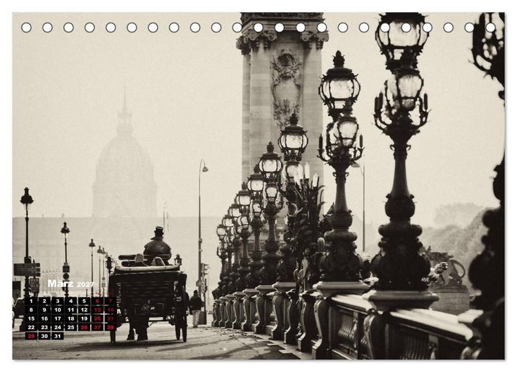 Produktbild: Paris-Impressionen in Schwarz-Wei&szlig; (Tischkalender 2027 DIN A5 quer), CALVENDO Monatskalender