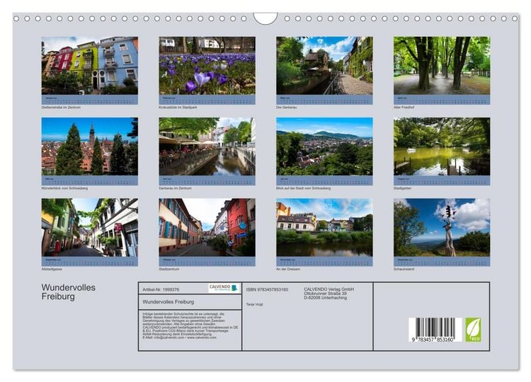 Produktbild: Wundervolles Freiburg (Wandkalender 2026 DIN A3 quer), CALVENDO Monatskalender