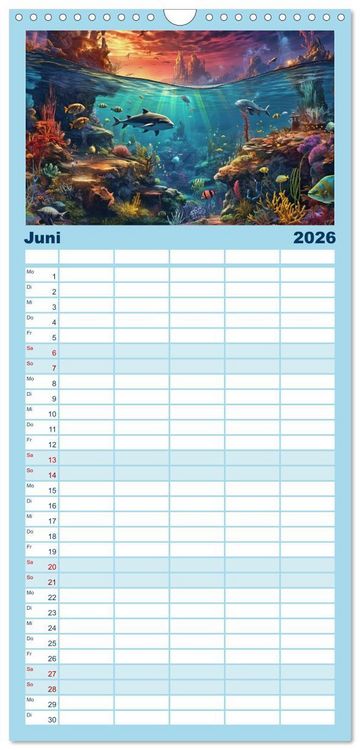 Produktbild: Familienplaner 2026 - Unten im Meer ist was los mit 5 Spalten (Wandkalender, 21 x 45 cm) CALVENDO