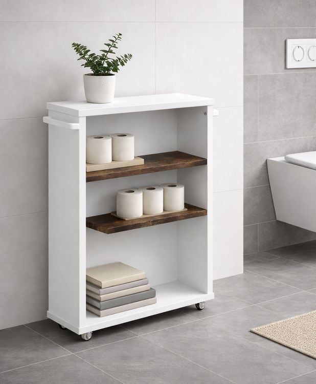 Produktbild: Holz Badschrank Nischenregal Nilari 61 x 20 x 45