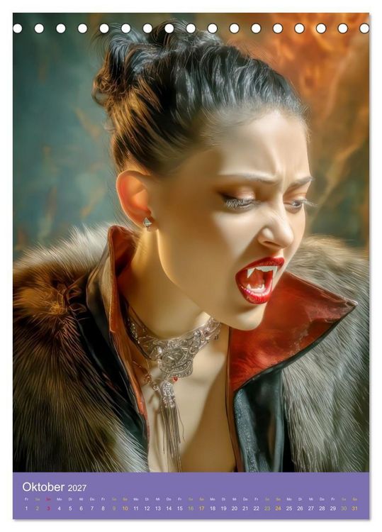 Produktbild: Sinnliche Vampirfrauen - Gef&auml;hrlich verf&uuml;hrerisch (Tischkalender 2027 DIN A5 hoch), CALVENDO Monatskalender