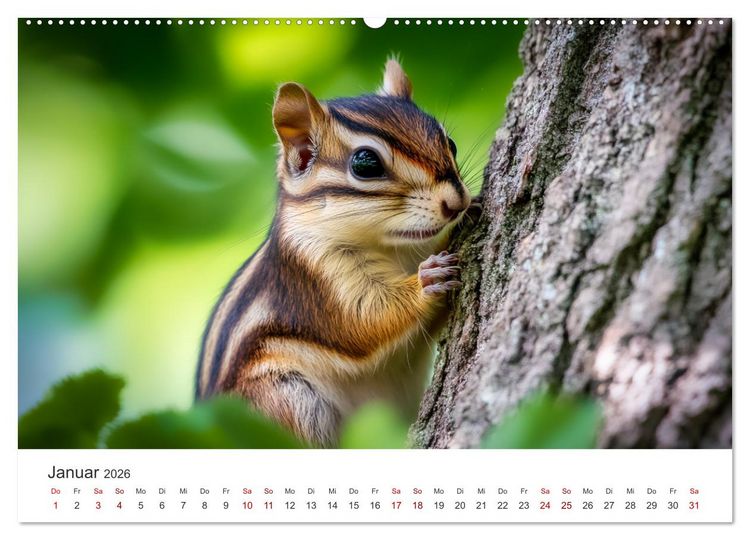 Produktbild: Backen voll - Ein Jahr mit Streifenh&ouml;rnchen (hochwertiger Premium Wandkalender 2026 DIN A2 quer), Kunstdruck in Hochglanz