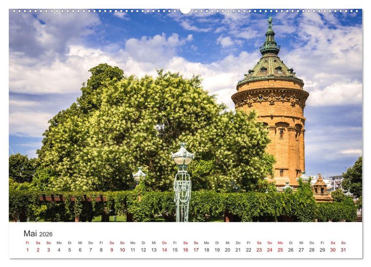 Produktbild: Der Mannheimer Wasserturm (hochwertiger Premium Wandkalender 2026 DIN A2 quer), Kunstdruck in Hochglanz