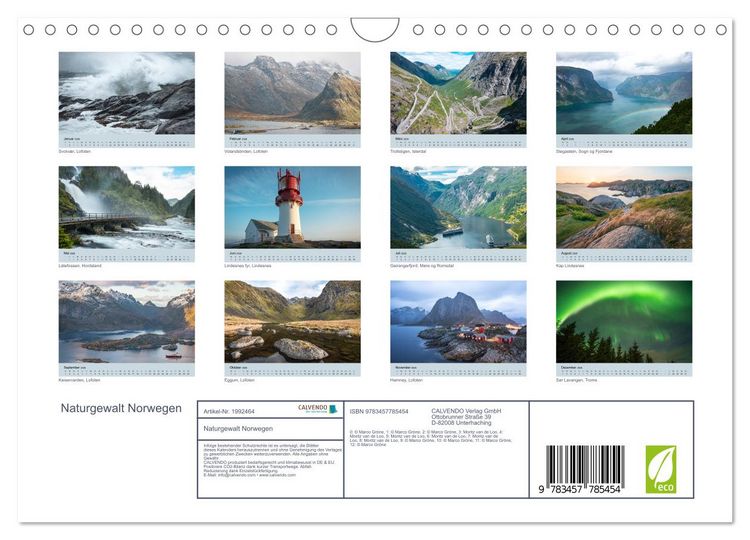 Produktbild: Naturgewalt Norwegen (Wandkalender 2026 DIN A4 quer), CALVENDO Monatskalender