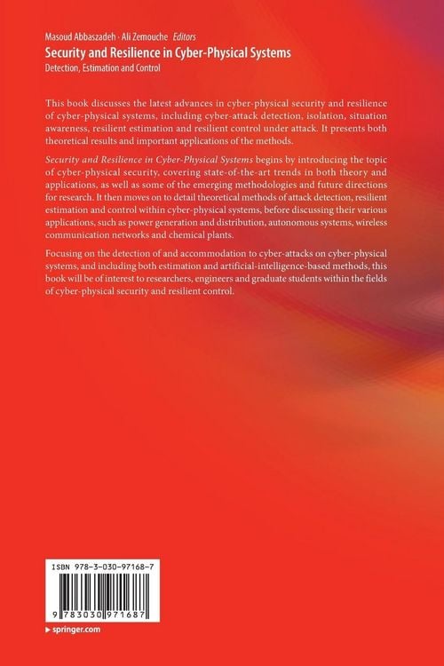 Produktbild: Security and Resilience in Cyber-Physical Systems