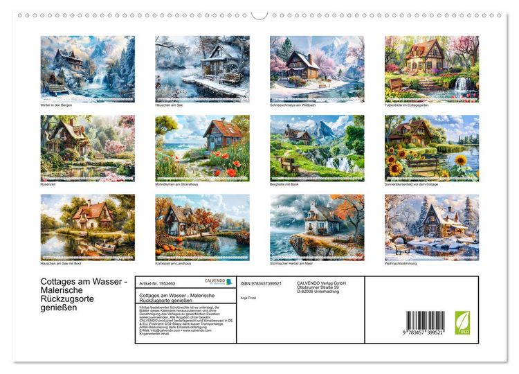 Produktbild: Cottages am Wasser - Malerische R&uuml;ckzugsorte genie&szlig;en (hochwertiger Premium Wandkalender 2026 DIN A2 quer), Kunstdruck in Hochglanz