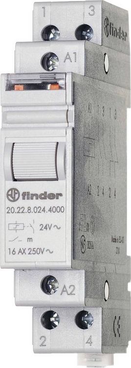 Produktbild: Finder Stromsto&szlig;-Schalter Hutschiene 20.22.8.024.4000 2 Schlie&szlig;er 24 V/AC 1St.
