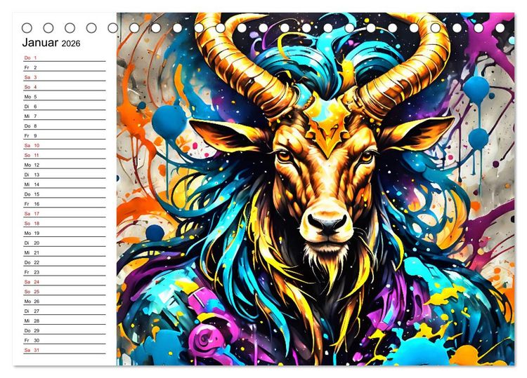 Produktbild: Street Art Sternzeichen (Tischkalender 2026 DIN A5 quer), CALVENDO Monatskalender