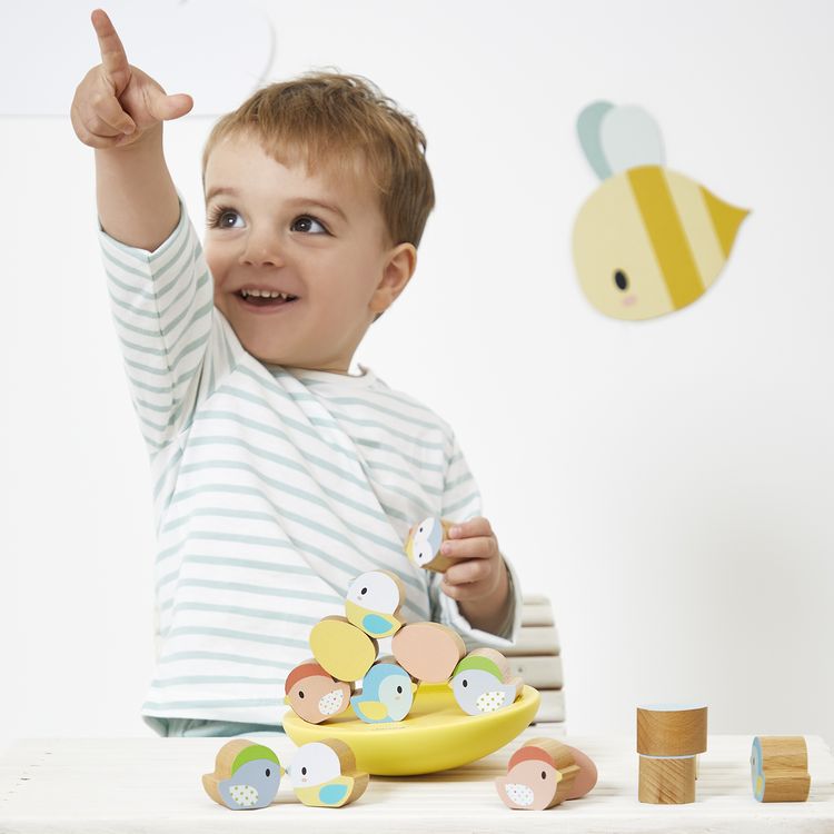 Produktbild: Balancier-Nest aus Holz mit V&ouml;geln & Eiern &ndash; Geschicklichkeitsspiel ab 2 Jahren