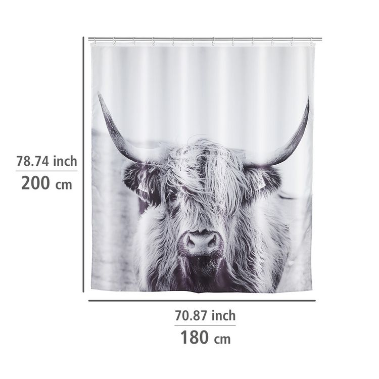 Produktbild: Duschvorhang Mod. Yak, Textil (Polyester), 180 x 200 cm, waschbar