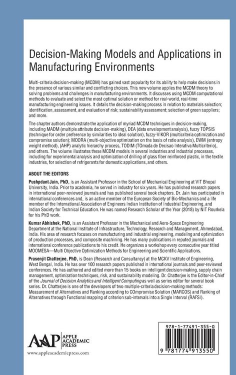Produktbild: Decision-Making Models and Applications in Manufacturing Environments
