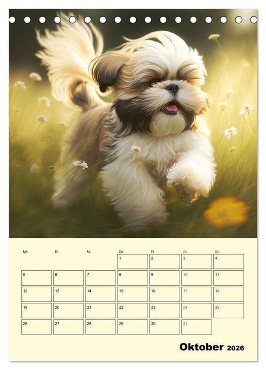 Produktbild: Shih Tzu Alarm. Gl&uuml;ckliche Wuschelk&ouml;pfe (Tischkalender 2026 DIN A5 hoch), CALVENDO Monatskalender