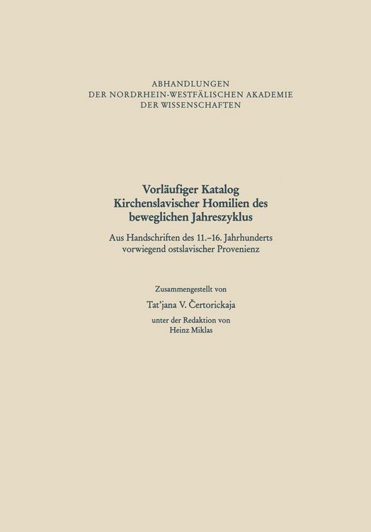 Produktbild: Vorl&auml;ufiger Katalog Kirchenslavischer Homilien des beweglichen Jahreszyklus