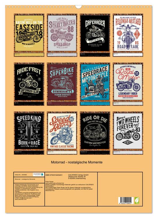 Produktbild: Motorrad - nostalgische Momente (Wandkalender 2026 DIN A2 hoch), CALVENDO Monatskalender