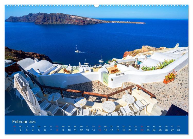 Produktbild: Santorin - eine Insel zum Tr&auml;umen (hochwertiger Premium Wandkalender 2026 DIN A2 quer), Kunstdruck in Hochglanz