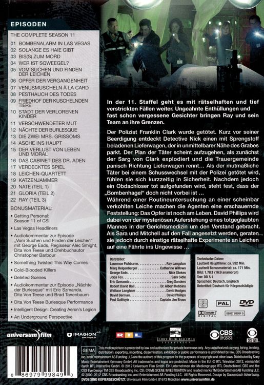 Produktbild: CSI - Season 11 [6 DVDs]