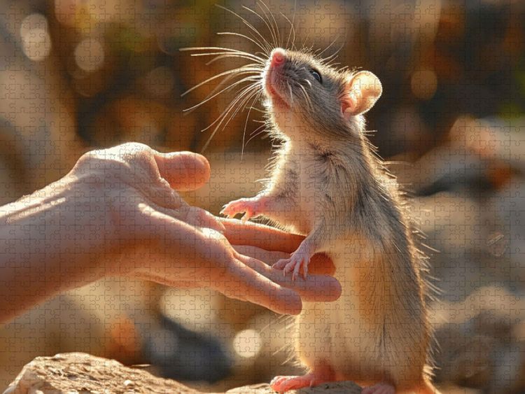 Produktbild: CALVENDO Puzzle Der Lift nach oben - Ratte steigt auf die Hand ihres Menschen | 2000 Teile Lege-Gr&ouml;&szlig;e 90x67cm Foto-Puzzle f&uuml;r gl&uuml;ckliche Stunden