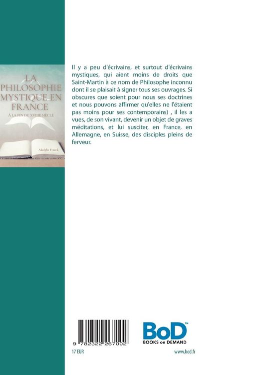 Produktbild: La philosophie mystique en France &agrave; la fin du XVIIIe si&egrave;cle