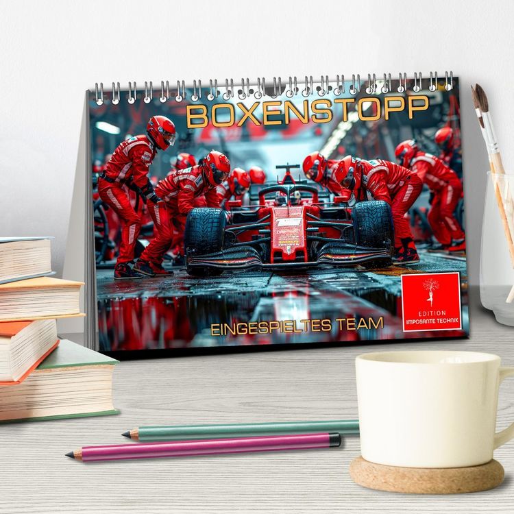 Produktbild: Boxenstopp - eingespieltes Team (Tischkalender 2026 DIN A5 quer), CALVENDO Monatskalender