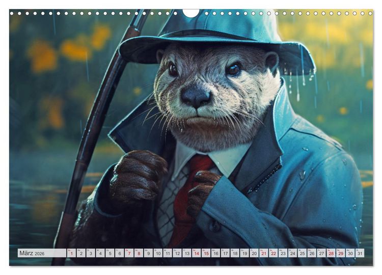 Produktbild: Otter bei der Arbeit (Wandkalender 2026 DIN A3 quer), CALVENDO Monatskalender