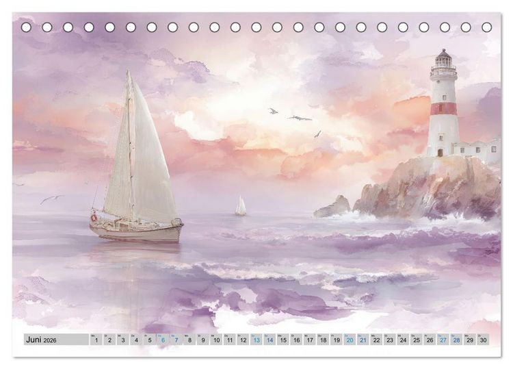 Produktbild: Segeltr&auml;ume und Leuchtturmlichter (Tischkalender 2026 DIN A5 quer), CALVENDO Monatskalender
