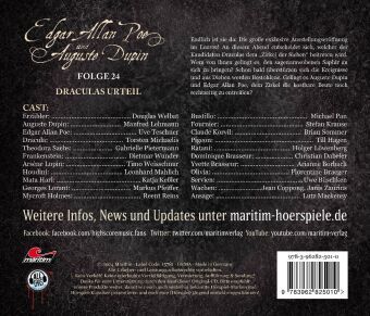 Produktbild: Edgar Allan Poe & Auguste Dupin - Draculas Urteil,1 Audio-CD