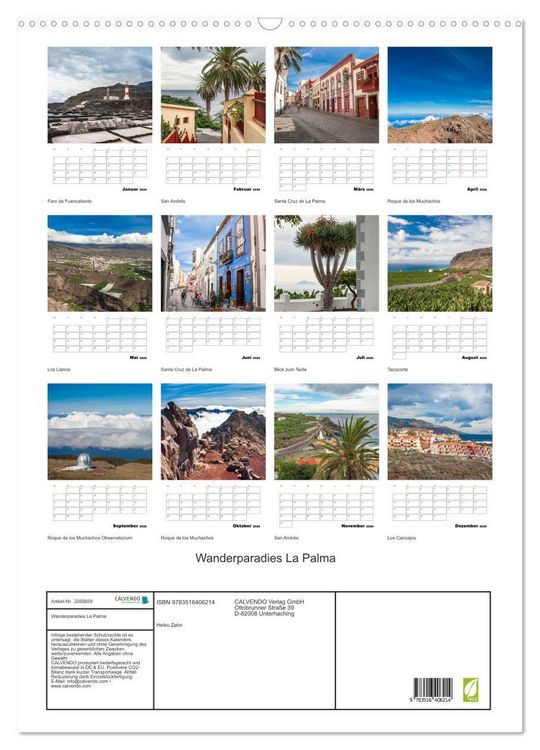Produktbild: Wanderparadies La Palma (Wandkalender 2026 DIN A2 hoch), CALVENDO Monatskalender