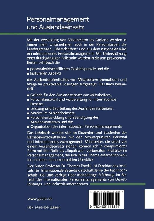 Produktbild: Personalmanagement und Auslandseinsatz