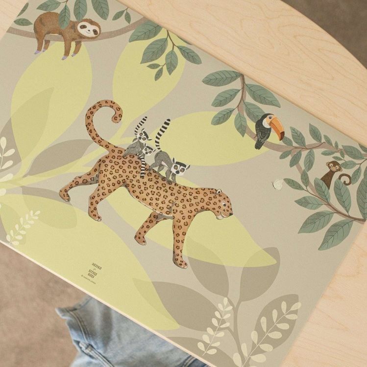 Produktbild: Scriptum Schreibtischunterlage f&uuml;r Kinder Jungel Tiere gr&uuml;n - 60 x 40 cm - aus premium Vinyl