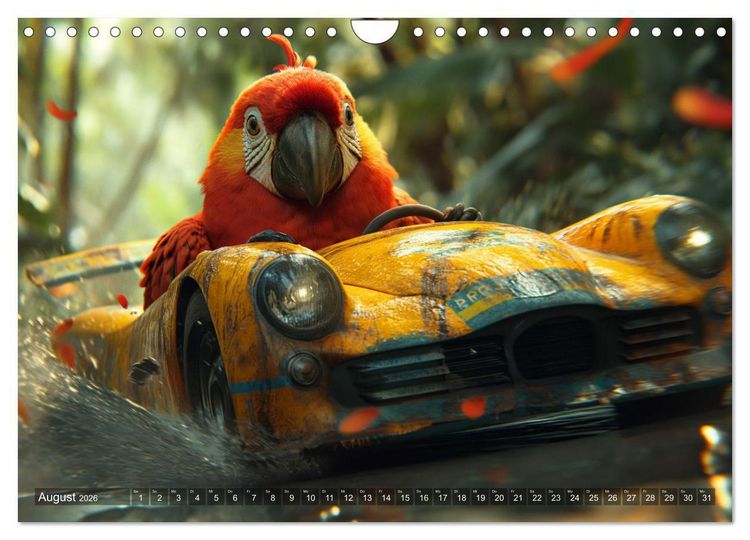 Produktbild: Tierische Rennfahrer - Mit Tieren im Oldtimer durch das Jahr (Wandkalender 2026 DIN A4 quer), CALVENDO Monatskalender