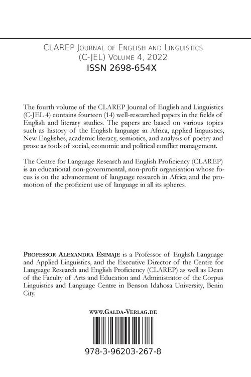 Produktbild: Clarep Journal Of English and Linguistics (c-Jel)