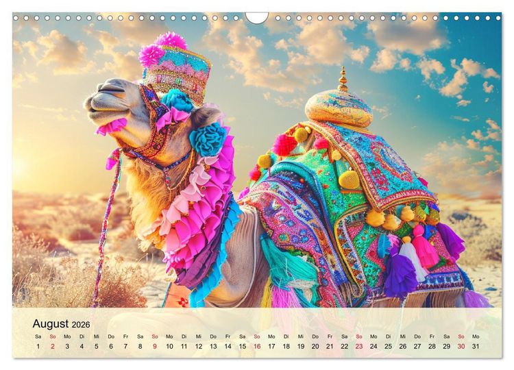 Produktbild: Modische Kamele in der W&uuml;ste. Extravagante Highlights (Wandkalender 2026 DIN A3 quer), CALVENDO Monatskalender