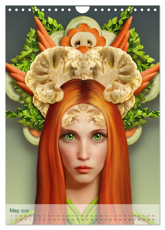 Produktbild: Food Fashion - surreal women's portraits with fruit and vegetable (Wall Calendar 2026 DIN A4 portrait), CALVENDO 12 Month Wall Calendar