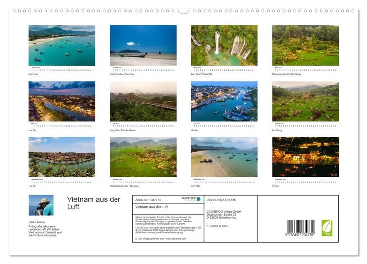 Produktbild: Vietnam aus der Luft (hochwertiger Premium Wandkalender 2026 DIN A2 quer), Kunstdruck in Hochglanz