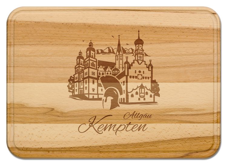 Produktbild: Buchenholz Schneidebrett 35x25cm, Motiv Kempten