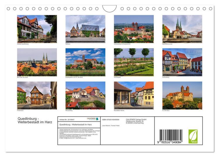 Produktbild: Quedlinburg - Welterbestadt im Harz (Wandkalender 2026 DIN A4 quer), CALVENDO Monatskalender