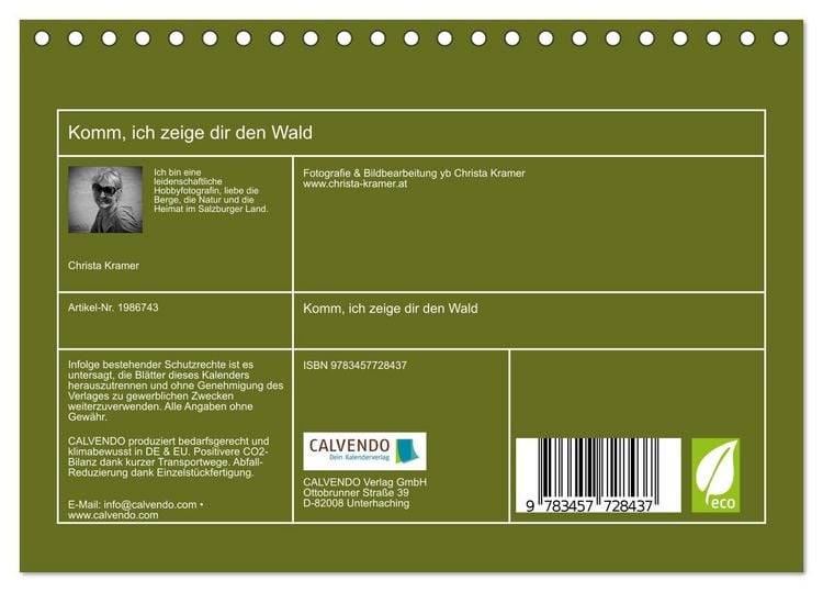 Produktbild: Komm, ich zeige dir den Wald (Tischkalender 2026 DIN A5 quer), CALVENDO Monatskalender