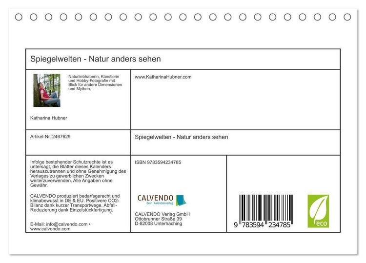 Produktbild: Spiegelwelten - Natur anders sehen (Tischkalender 2027 DIN A5 quer), CALVENDO Monatskalender