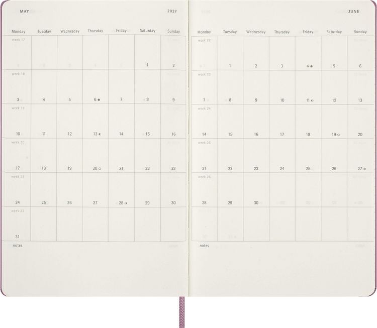 Produktbild: Moleskine 12 Monate Tageskalender 2027, Large/A5, 1 Tag = 1 Seite, fester Einband, Majest&auml;tisches Pink