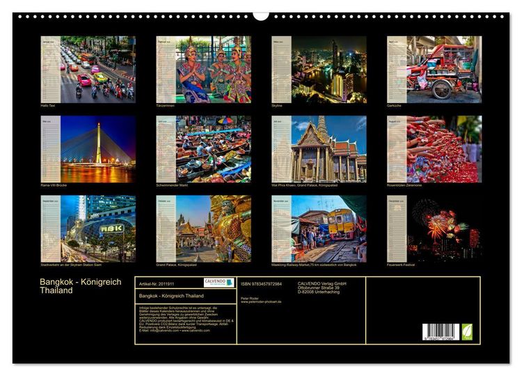 Produktbild: Bangkok - K&ouml;nigreich Thailand (Wandkalender 2026 DIN A2 quer), CALVENDO Monatskalender
