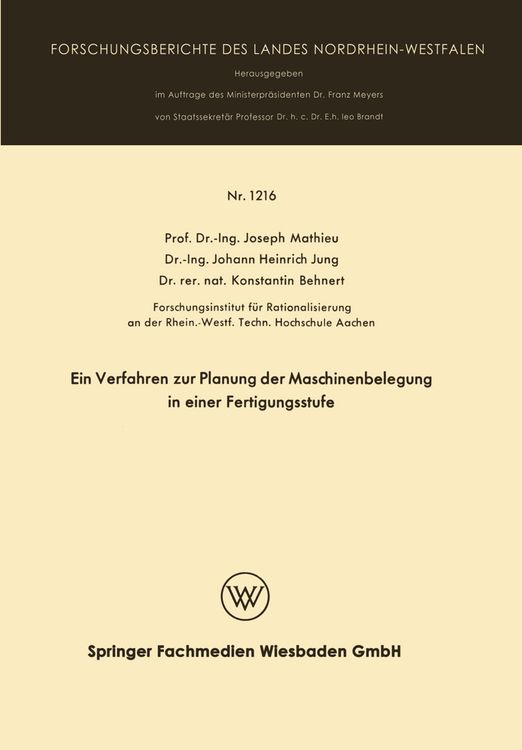 Produktbild: Ein Verfahren zur Planung der Maschinenbelegung in einer Fertigungsstufe