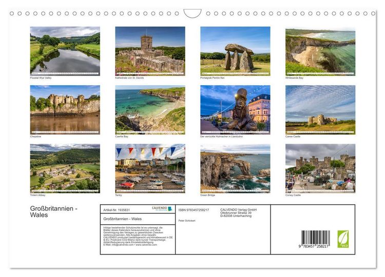Produktbild: Gro&szlig;britannien - Wales (Wandkalender 2026 DIN A3 quer), CALVENDO Monatskalender