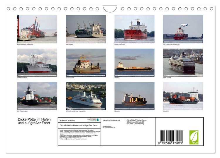 Produktbild: Dicke P&ouml;tte im Hafen und auf gro&szlig;er Fahrt (Wandkalender 2026 DIN A4 quer), CALVENDO Monatskalender