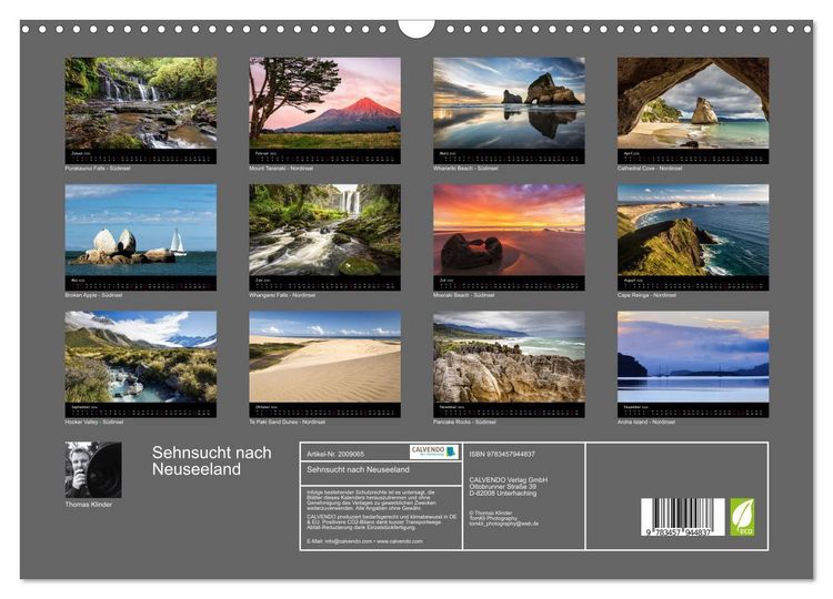 Produktbild: Sehnsucht nach Neuseeland (Wandkalender 2026 DIN A3 quer), CALVENDO Monatskalender