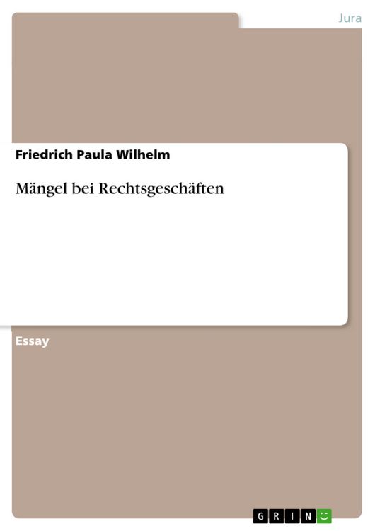 Produktbild: M&auml;ngel bei Rechtsgesch&auml;ften