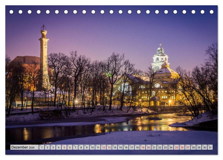 Produktbild: M&uuml;nchen - Lichter der Gro&szlig;stadt (Tischkalender 2026 DIN A5 quer), CALVENDO Monatskalender